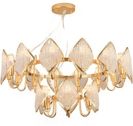 Golden modern crystal chandelier bead lamp for villa in duplex building of northern Europe light luxury restaurant