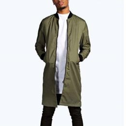 Men's Baseball Jacket Long Coat Man Stand Collar Custom Made Street Style Male Bomber Jackets