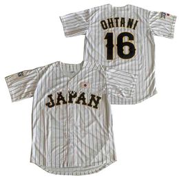 Nähte Benutzerdefinierte Japan 16 ohtani Trikots Stickerei Weiße Streifen Schwarz Hip-Hop Straße Kultur 2020 Männer Frauen Jugend Baseball Trikots XS-6XL