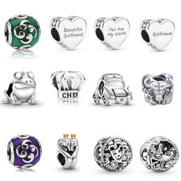 Memnon Jewellery 925 Sterling Silver Charm Chef Cap Charms Electric Car Two-tone Frog Prince Beads Girl Boy Friend Heart Bead Fit Bracelets DIY For Women