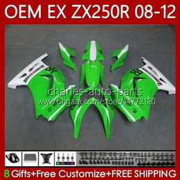 Injection mold Body For KAWASAKI NINJA ZX250R ZX 250R EX250 ZX250 R 08 09 10 11 12 Bodywork 81No.104 ZX-250R 2008 2009 2010 2011 2012 EX250R 08-12 OEM Fairing Green white