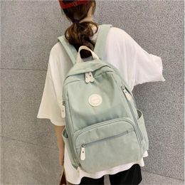 Outdoor Bags Classic Waterproof Nylon Women Backpack Large Capacity Multiple Zip Pocket Backpacks Travel Bag Teenage Girls Schoolbag