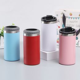 14OZ/16oz Stainless Steel Tumblers cup Can cooler mug Vacuum Insulated TravelMug Metal Water Bottle Beer Coffee Mugs With 2 Lids WLL1094