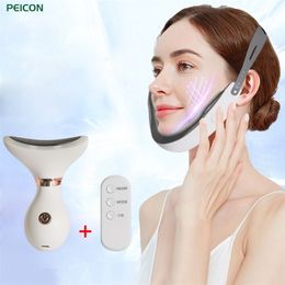 Face Lift Devices V-Line Up Lift Belt Electric Massager EMS Face Shaping Slimming Double Chin Reducer LED Pon Therapy 220301