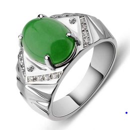 Mens Rings Crystal Men's diamond ring natural green Lady Cluster styles Band