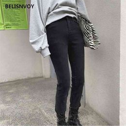 Korean Black Skinny Women Jeans Stretch Push Up High Waist Denim Pencil Pants Vintage Plus Size Female Long Trousers 210520