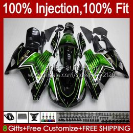 Обсуждение для инъекций для Kawasaki Ninja ZZR 1400 CC ZX 14R 14 R ZZR1400 06-11 4NO.0 ZX14R 06 07 08 09 10 11 ZZR-1400 ZX-14R 2006 2007 2008 2009 2010 2011 2011 OEM Bodys Green черный