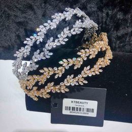 New Rhinestone Zirconia Tiara Longer Size Silvery/Gold Headband Royal Bridal Wedding Dressing Crown Accessory Women Jewelry X0625