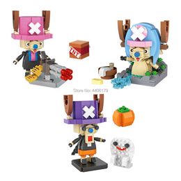 hot lepining creators Japan Anime One Piece Mini Lock LovelyTony Tony Chopper figure micro diamond building blocks toys for gift Q0723
