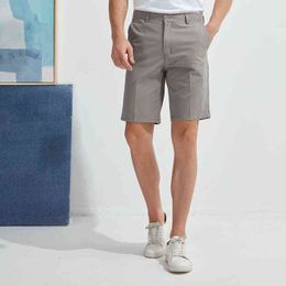 100% Cotton Anti-pilling Straight Summer Fashion Man Formal Short Pants Casual Zipper Button Fly Chino Knee Length Men Shorts 220312