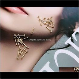 Rings & Studs Body Jewellery Drop Delivery 2021 Wuhan Fashion Korea Pure 14K10K Personalised Nose Feminine Temperament Small Ear Stud 6Tcdg