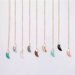 DIY Natural Original Stone Gold Plated Chain Pendant Necklaces For Women Girl Fashion Party Club Decor Jewellery