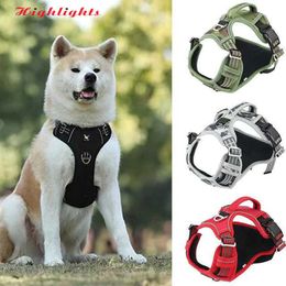 Pet Reflective Nylon Dog Harness No Pull Adjustable Medium Large Naughty Dog Vest Safety Vehicular Lead Walking Running 211006