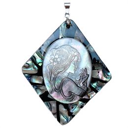 Natural Shell Carved Cameo Pendant Abalone Jewellery Big Pendants 5 Pieces