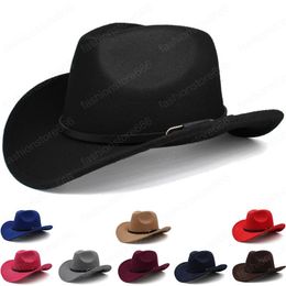 Autumn winter Women Wide Brim Church Derby Top Hats Panama Felt Fedoras Hat for Men artificial wool western style cowboy Jazz Cap