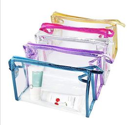 Transparent Waterproof Cosmetic Bag PVC Zippered Wash Portable Vacation Makeup Bags Bathroom and Organising for Outdoor Travel