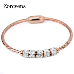 Zorcvens 2020 New Fashion Crystal Magnetic Bangle for Women Stainless Steel Charm Bracelet Bangles Q0719