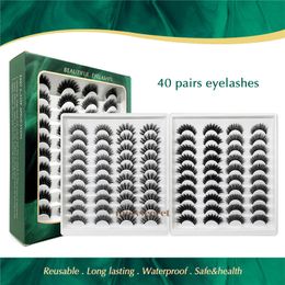 40 Pairs/Set 3D False Eyelashes Full Strip Faux Mink Eyelash Wholesale Resuable Fake Eye lashes Thick Cross Lash Extension Makeup Tools