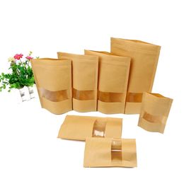 Kraft Paper Bag Stand Up Gift Dried Food Fruit Tea Food containers Pouches Retail Zipper Self Sealing Bags W0