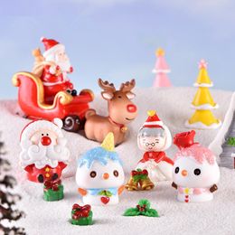 Decorative Objects & Figurines Cute Christmas Decoration Santa Claus Tree Snowman Doll Resin Micro Landscape Bonsai DIY Garden Home Ornament