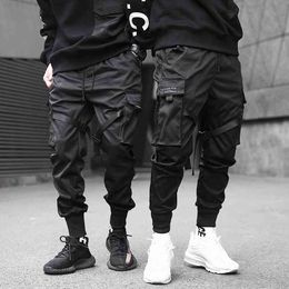 Hip Pop Cargo Pants Men Black Pocket Harem Joggers Harajuku Sweatpant Casual Fashion Men Trousers Streetwear Sweatpants Hombre 210406