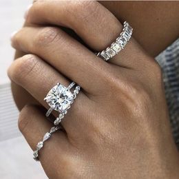 Original 925 Sterling Silver Band Rings Simulated Diamond Wedding Engagement Cocktail Women topaz Gemstone Ring finger Jewellery