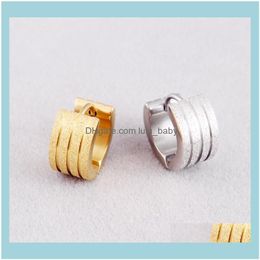 Jewelryfashion Wide Small Hoop Earrings Titanium Steel Frosting Color Gold Hie Jewelry For Men Women Gift & Drop Delivery 2021 8Drlh