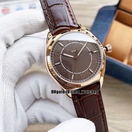 New Date Fiftysix 4600E/000R-B576 Men's Automatic Watch Rose Gold Case Brown Dial Gents Sport Watches Brown Leather Strap 5 Colours