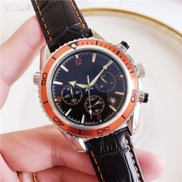 Top Brand Quartz Wristwatches All Subdials Work A+ Mens Watches Leather Strap Stopwatch Luxury Watch Relogies for Men Good Gift item