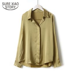 Fashion Clothing Autumn Korean Vintage Women Shirt Blusas Mujer De Moda Solid Elegant Long Sleeve Office Silk Tops 6717 50 210417