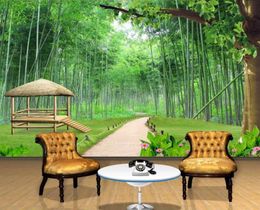 Wallpapers Custom Mural Wallpaper 3D Green Bamboo Forest Park Path Background Wall Living Room Bedroom Po Decor