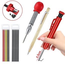 hole marker tool Canada - Professional Hand Tool Sets Solid Carpenter Marker Pencil Built-in Sharpener Marking Woodworking Deep Hole Mechanical Pencils