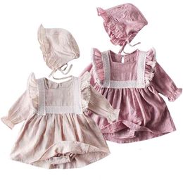 Girls Spring Romper Girl Long Sleeve Infant born Baby lace Princess Birthday Party Clothes 210417