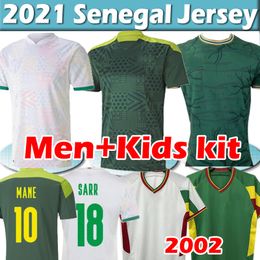 -Senegal Futebol Jerseys 2021 Equipe Nacional 2002 Koulibaly Retro Gueye Kouyate Sarr Homme Maillot de pé Homens Kit Kit de Futebol Futebol Uniformes Top