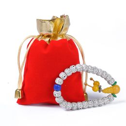 50pcs/Lot 9x12cm Jewellery Pouches Velour Red Velvet Gift Bags Golden Satin Can Customised Logo Printing