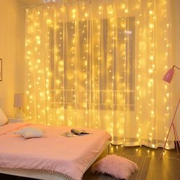 LED Copper Wire Curtain Light Christmas Day New Year Decoration USB Eight-Function Remote Control Lantern String Gifts XG0128
