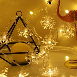 Decorações de Natal Corda de árvore Snowflake LED Luzes Para Casa Crianças Brinquedos Presente Feliz Ano Decoração Navidad Natal 2022