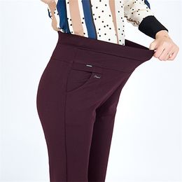 S-6XL autumn winter Plus Size Women's Pants Fashion Solid color Skinny high waist elastic Trousers Fit Lady Pencil 210925