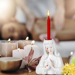 Candle Holders Crying Mary Holder Resin Christmas Pillar For Mantle Fireplace Party Decoration