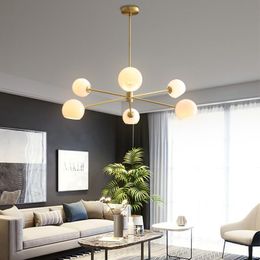 Nordic Style Chandelier Living Room Lamp Simple Modern Bedroom Dining Creative Personality Light Luxury Spherical Chandelie Pendant Lamps