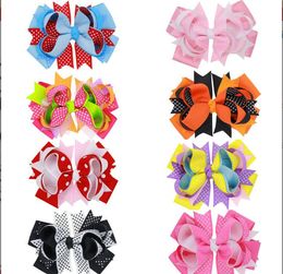 2021 Baby Girls Boutique Hair Bows Clips Hair Pins Solid Grosgrain Ribbon Bow Hairpins Children Kids Bow Hair Accessories