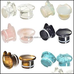 Other Body Jewellery 2Pcs Stone Cat Ear Plugs Gauges Earrings Women Men Plug Flesh Tunnel Piercing Expander Stretcher Drop Delivery 2021 Volgq