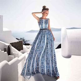 Fashion Office Lady Maxi Party Club Dresses For Women Solid O Neck Summer Dresses Sleeveless Maxi Long Vestidos Femme 210331
