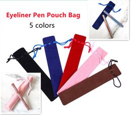 Velvet Drawstring Pens Pouch Bag 5colors For Self-adhesive Waterproof Eyeliner Pen Empty Cloth Bags Single Pencil Flannel bag Case