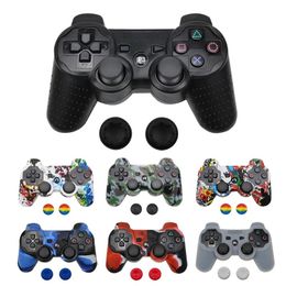 Silicone Cover For PS3 Controller Skin Decal Case For Playstation 3 Gamepad Controle Game Accessories with 2 Thumb Grip Caps