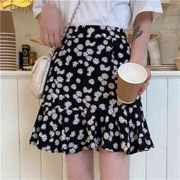 Casual Flower Basi Mini Women Skirts College Wind Summer Elastic Higt Waist Arrival Female Skirts 210522