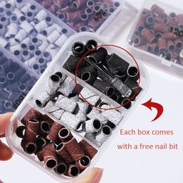 100/125pcs Repalceable nail Sanding Bands #80 #120 #180 Zebra Sand Ring Bit for Manicure Pedicure nails files Drill Machine supply NAD031