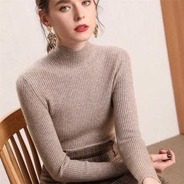 Bonjean Knitted Jumper Autumn Winter Tops Turtleneck Pullovers Casual Sweaters Women Shirt Long Sleeve Short Slim Sweater Girls 211103