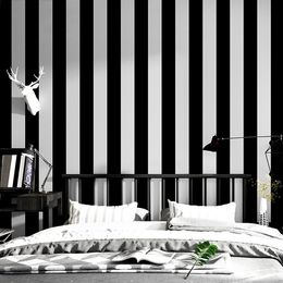 53cm vinil listra preto e prata wallpaper lavável decoração de casa papéis impermeáveis ​​para sala de estar Decortive