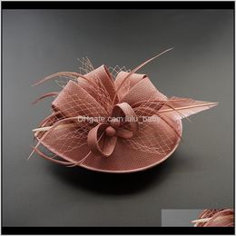 Women Chic Fascinator Hat Cocktail Wedding Party Church Headpiece Fashion Headwear Feather Sinamay Fascinators Qiqzw 5Swmc